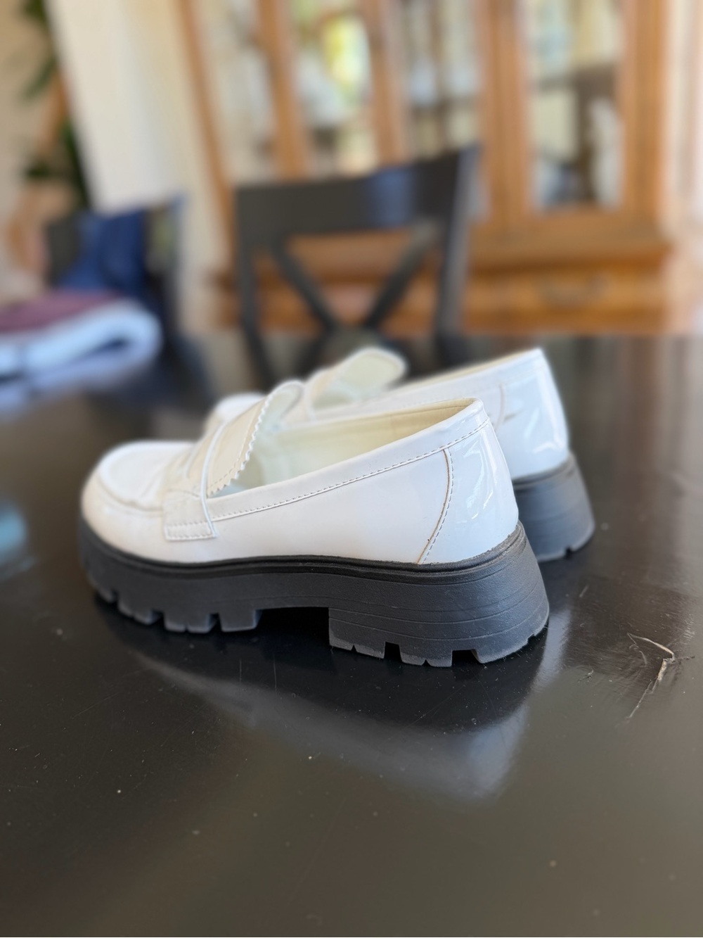 White Chunky Sole Loafers